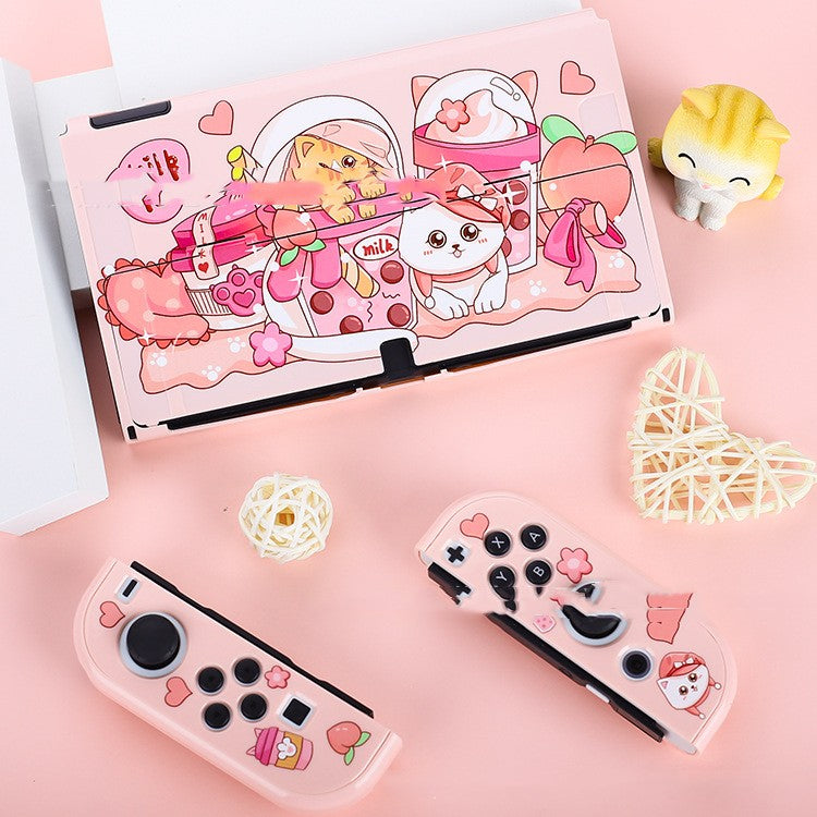 Switch "Cute Cat and Bubble Tea Case"